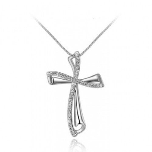 Crystal Christ Cross Pendants Necklace