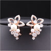 Crystal Pearl Flower Grape Stud Earrings