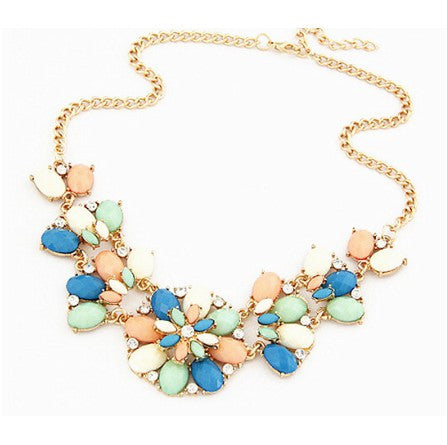 Collares Rhinestone Flower Choke Necklace